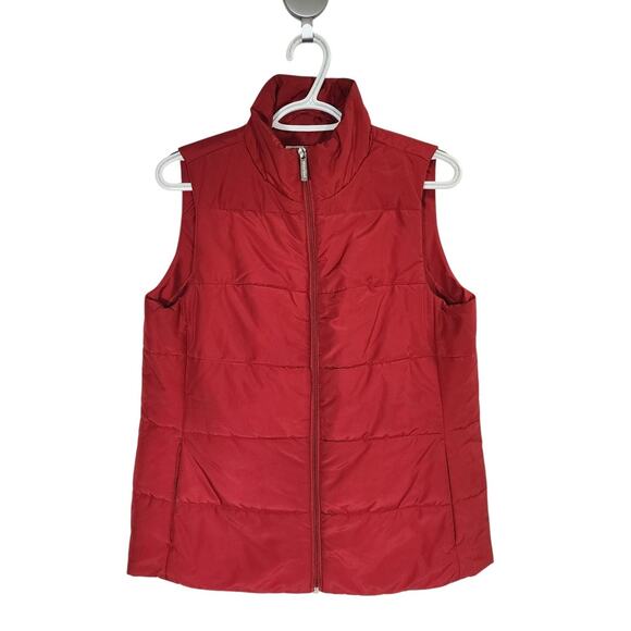 Michael Kors Red Full Zip Quilted Puffer Vest, Sleeveless, Pockets, Women's M - Picture 1 of 9
